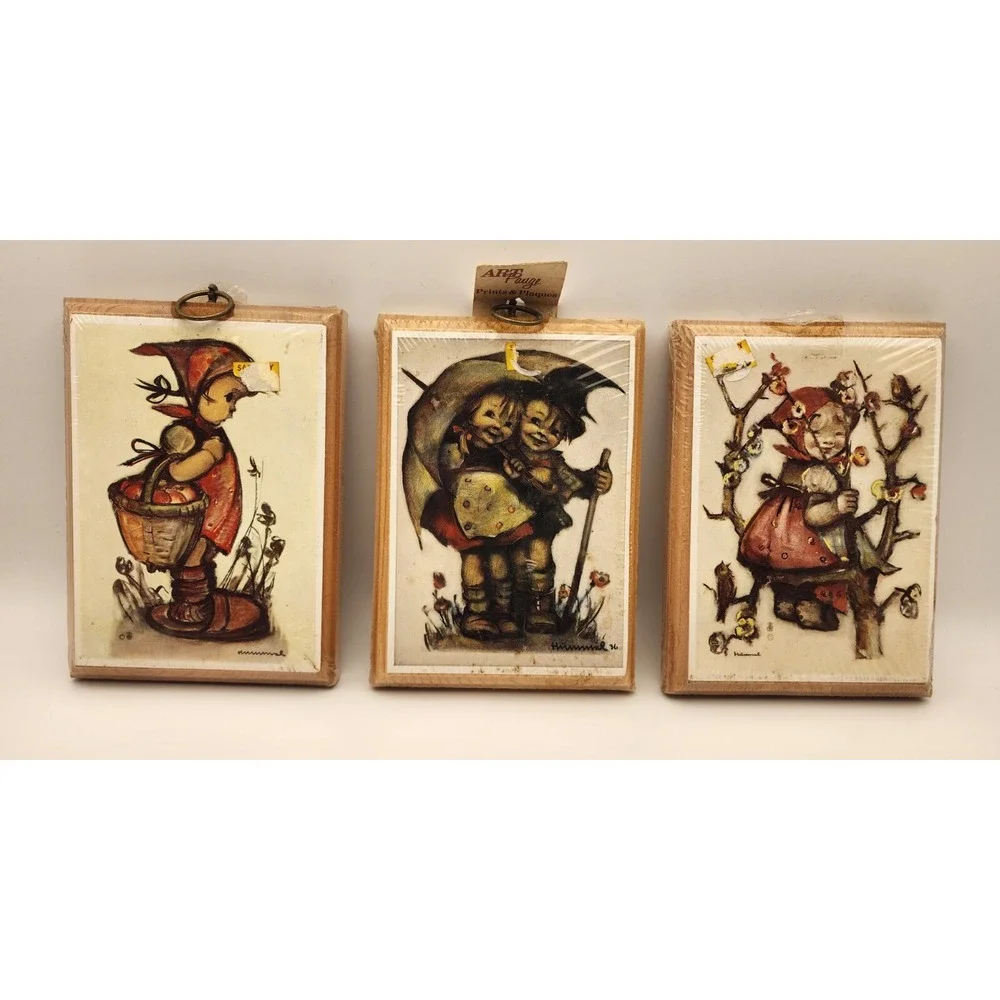 Vintage Evans Retro Wool Plaque Kitschy Kids Wall Art Decor Umbrella Kiss‎